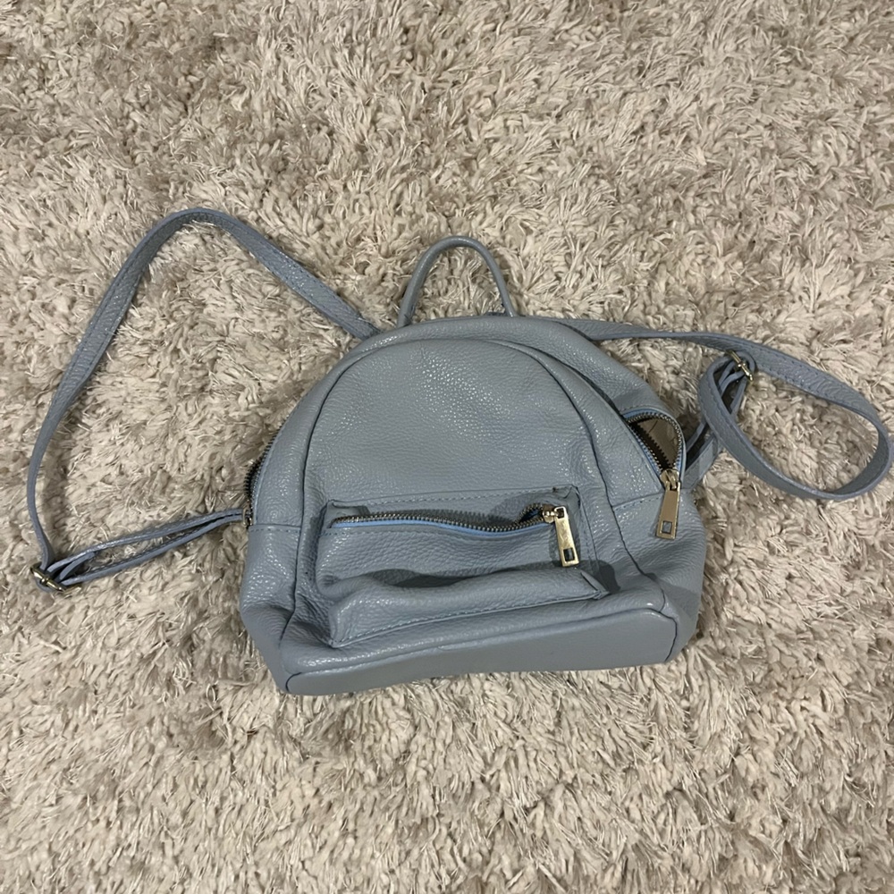 Baby Blue Italian leather mini Backpack